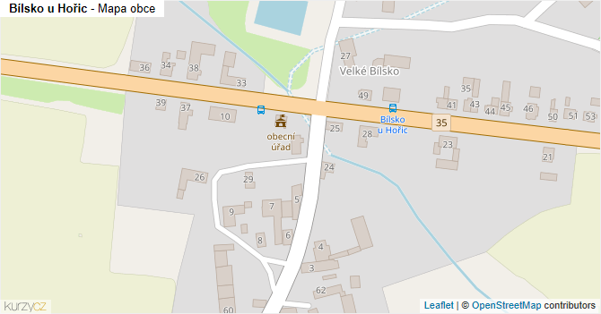 Bílsko u Hořic - mapa obce