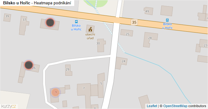 Bílsko u Hořic - mapa podnikání