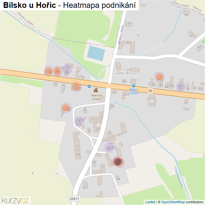 Mapa Bílsko u Hořic - Firmy v části obce.