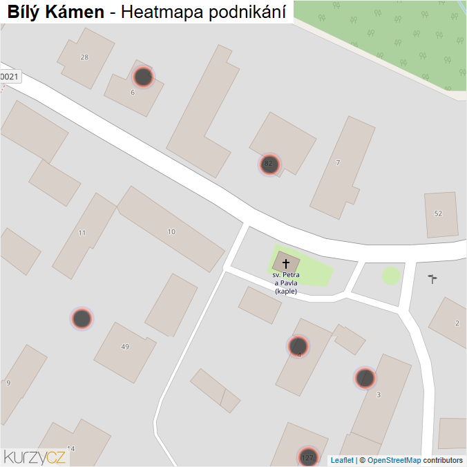 Mapa Bílý Kámen - Firmy v obci.