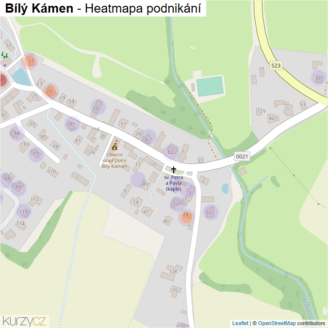 Mapa Bílý Kámen - Firmy v části obce.