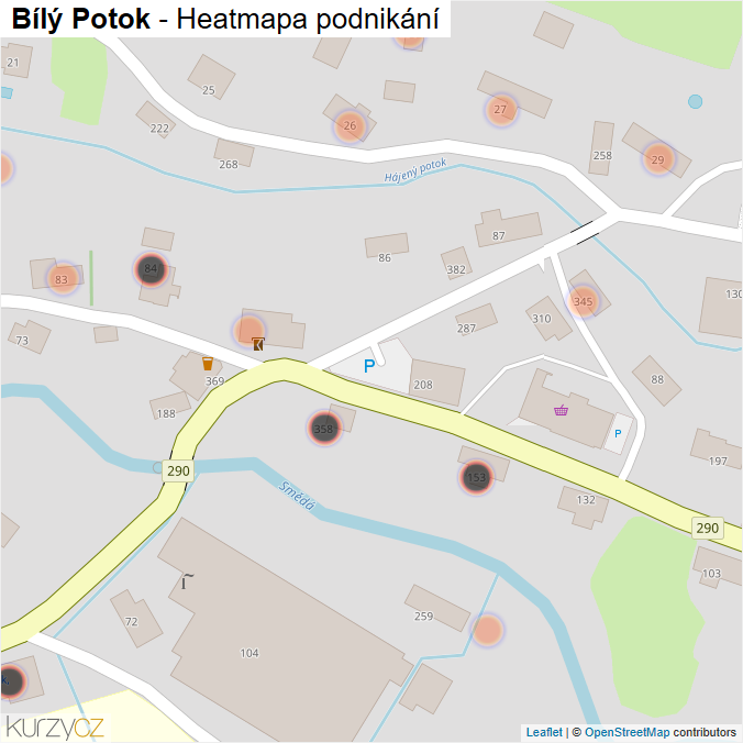 Mapa Bílý Potok - Firmy v obci.