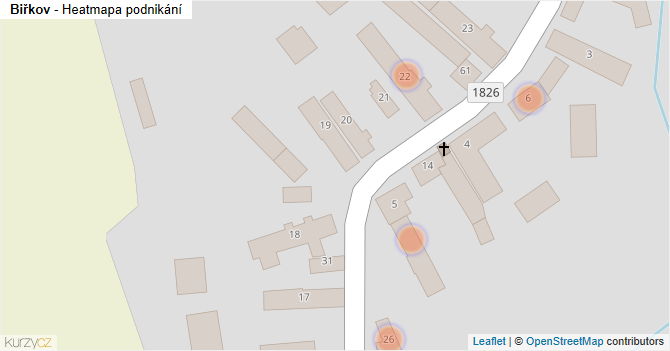 Biřkov - mapa podnikání
