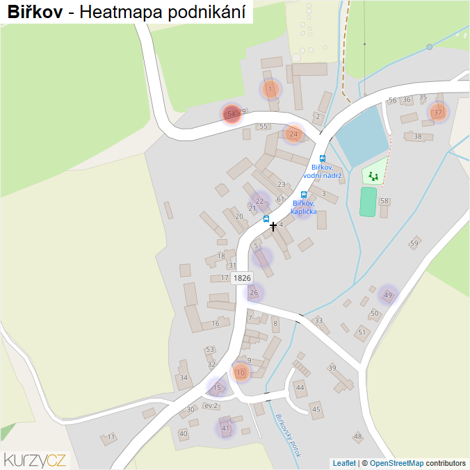 Mapa Biřkov - Firmy v části obce.