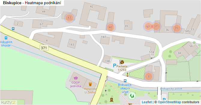 Biskupice - mapa podnikání