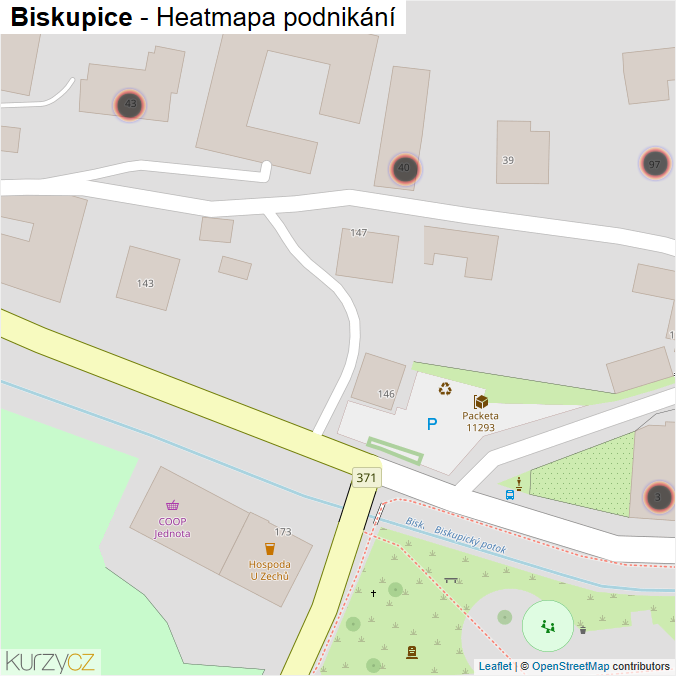 Mapa Biskupice - Firmy v obci.