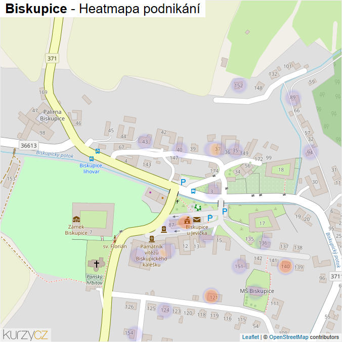 Mapa Biskupice - Firmy v části obce.