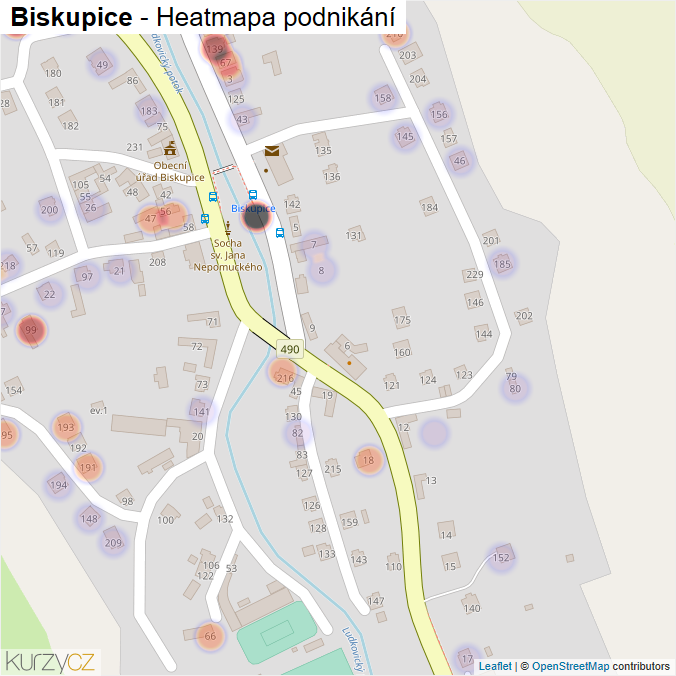 Mapa Biskupice - Firmy v části obce.