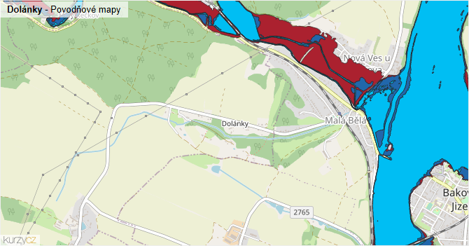 Dolánky - záplavové mapy stoleté vody