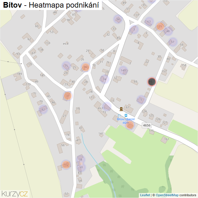 Mapa Bítov - Firmy v části obce.