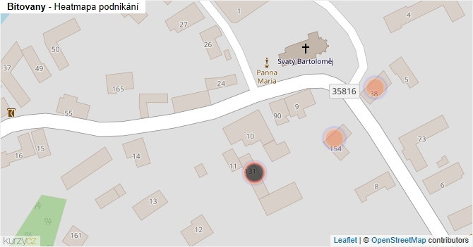 Bítovany - mapa podnikání
