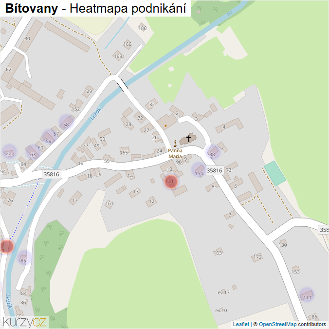 Mapa Bítovany - Firmy v části obce.