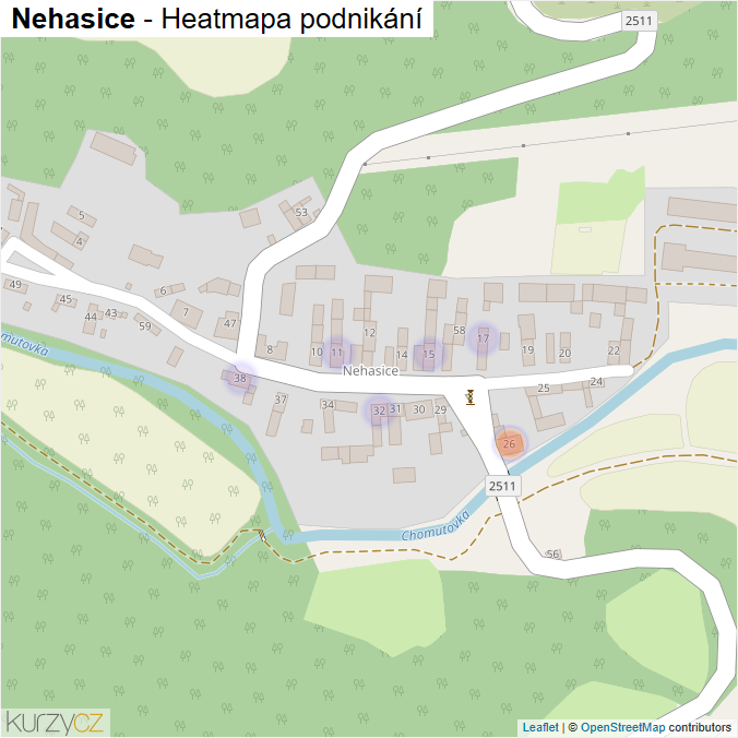 Mapa Nehasice - Firmy v části obce.