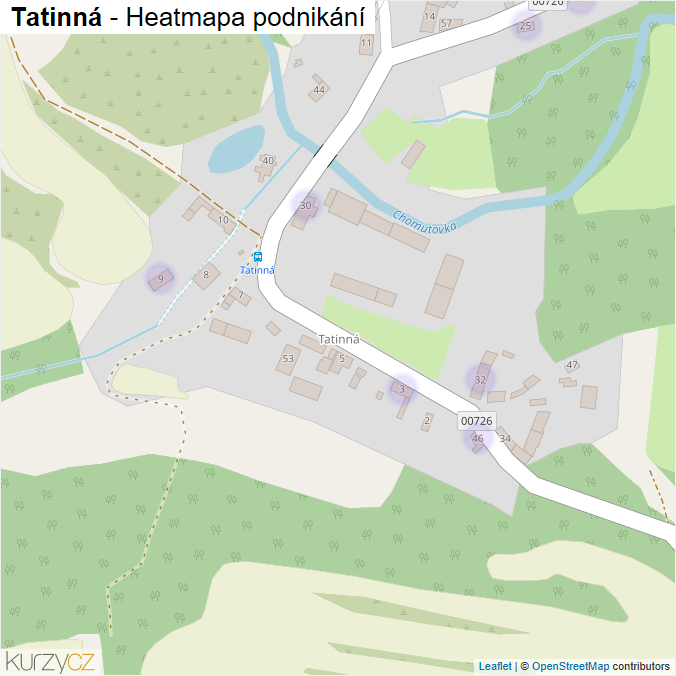Mapa Tatinná - Firmy v části obce.