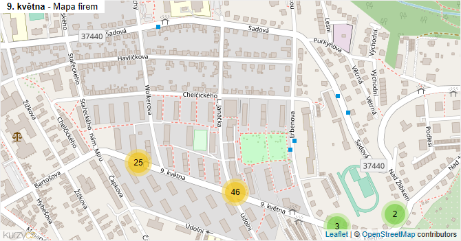 9. května - mapa firem