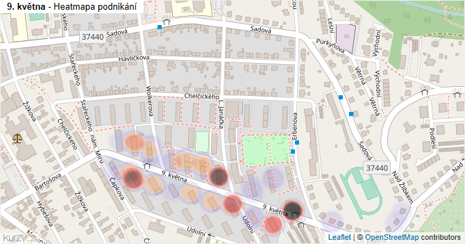 9. května - mapa podnikání