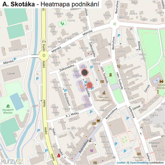 Mapa A. Skotáka - Firmy v ulici.