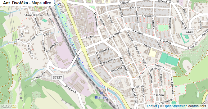Ant. Dvořáka - mapa ulice