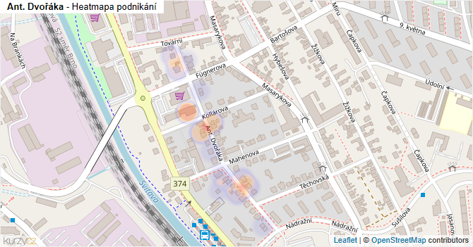 Ant. Dvořáka - mapa podnikání