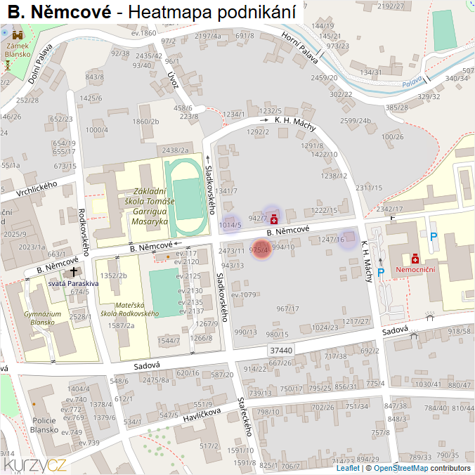 Mapa B. Němcové - Firmy v ulici.