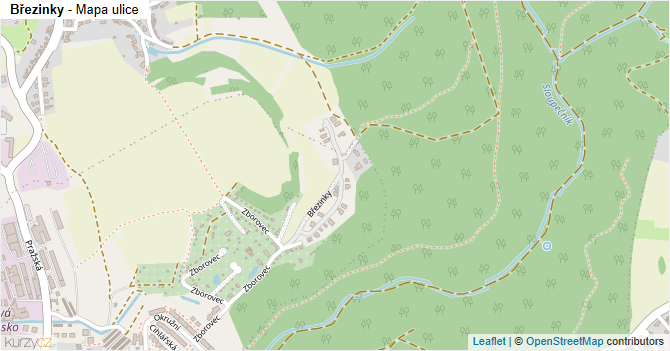 Březinky - mapa ulice