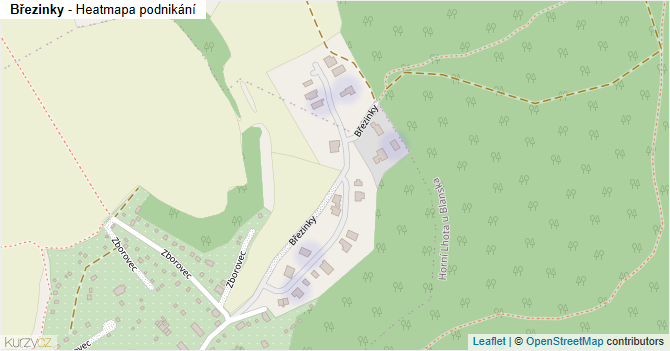 Březinky - mapa podnikání