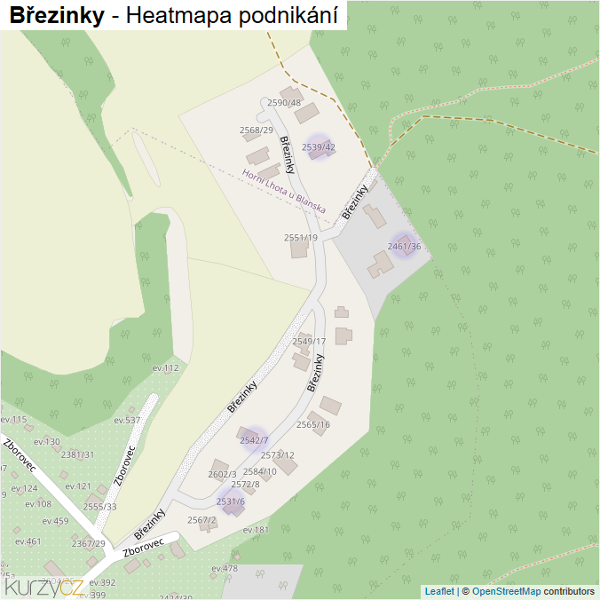 Mapa Březinky - Firmy v ulici.
