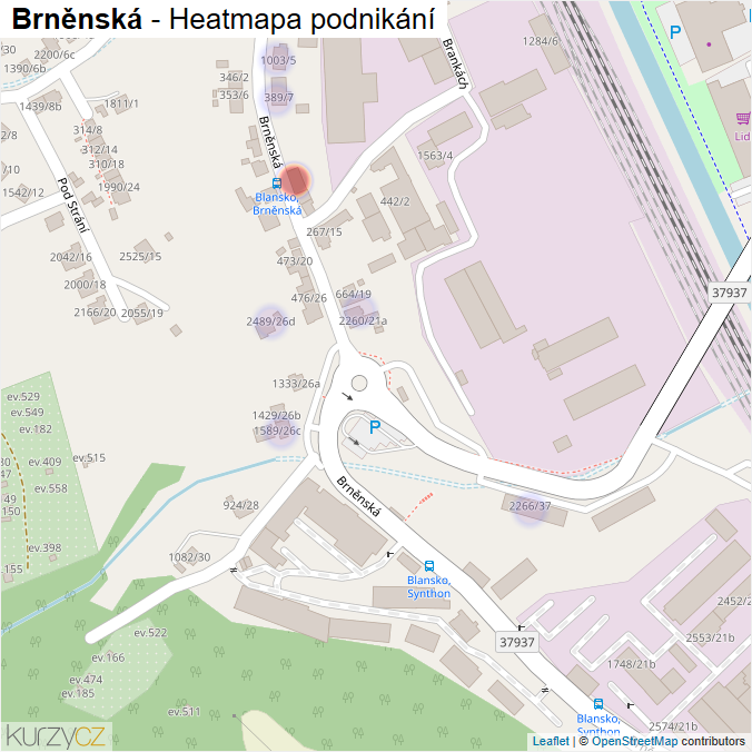 Mapa Brněnská - Firmy v ulici.