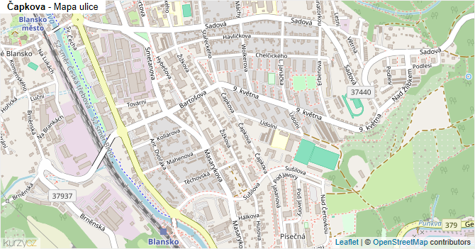 Čapkova - mapa ulice