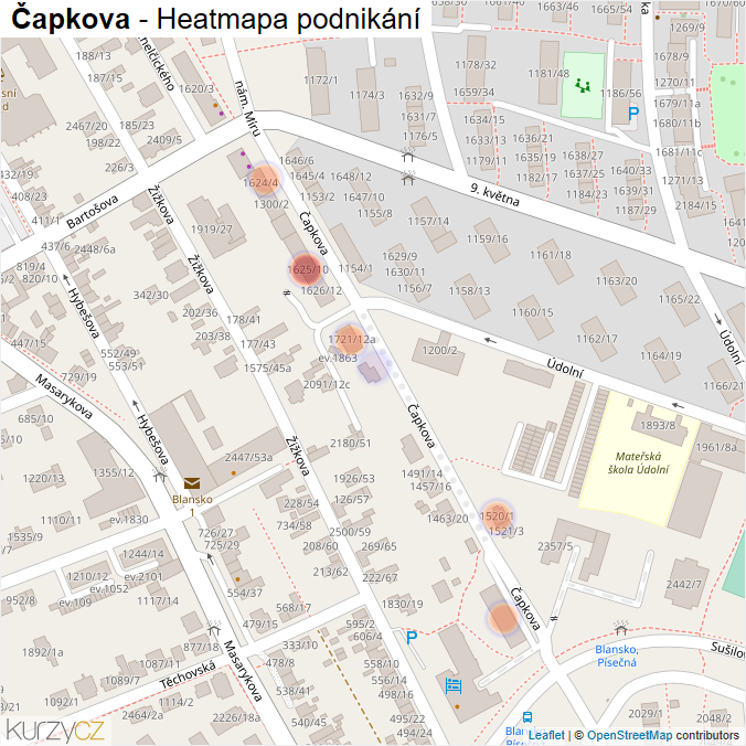 Mapa Čapkova - Firmy v ulici.