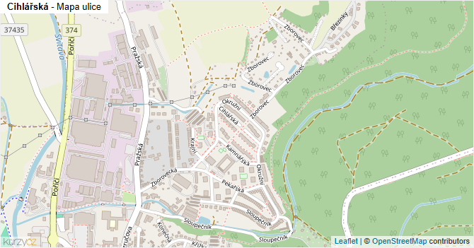 Cihlářská - mapa ulice