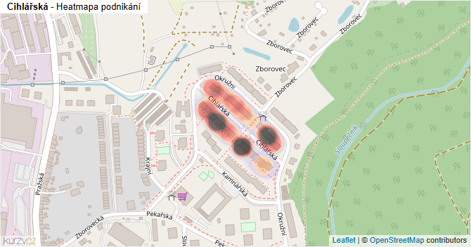 Cihlářská - mapa podnikání