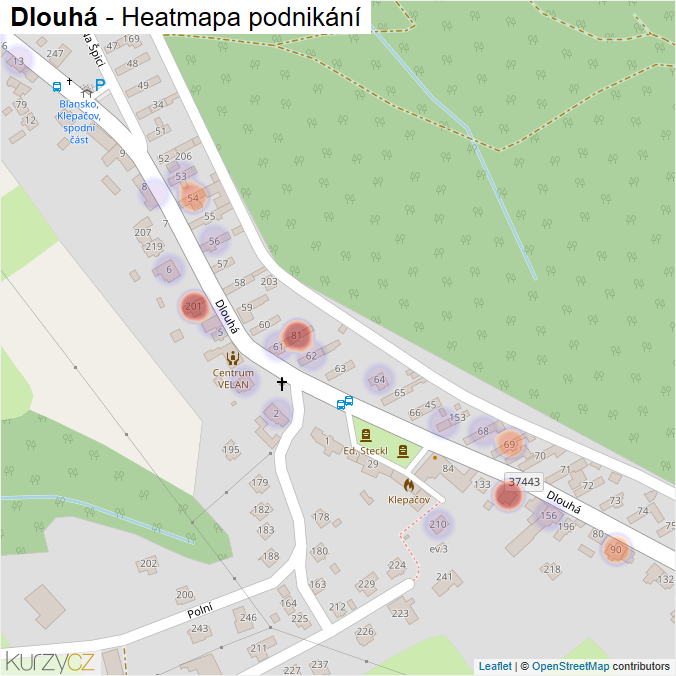 Mapa Dlouhá - Firmy v ulici.