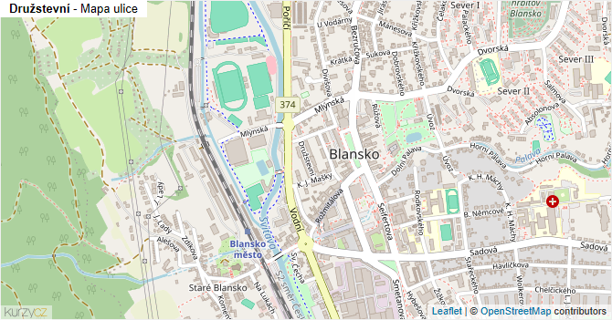 Družstevní - mapa ulice