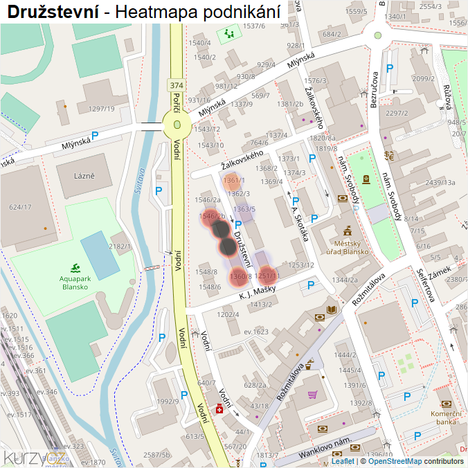 Mapa Družstevní - Firmy v ulici.