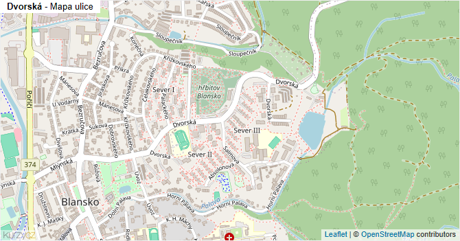 Dvorská - mapa ulice