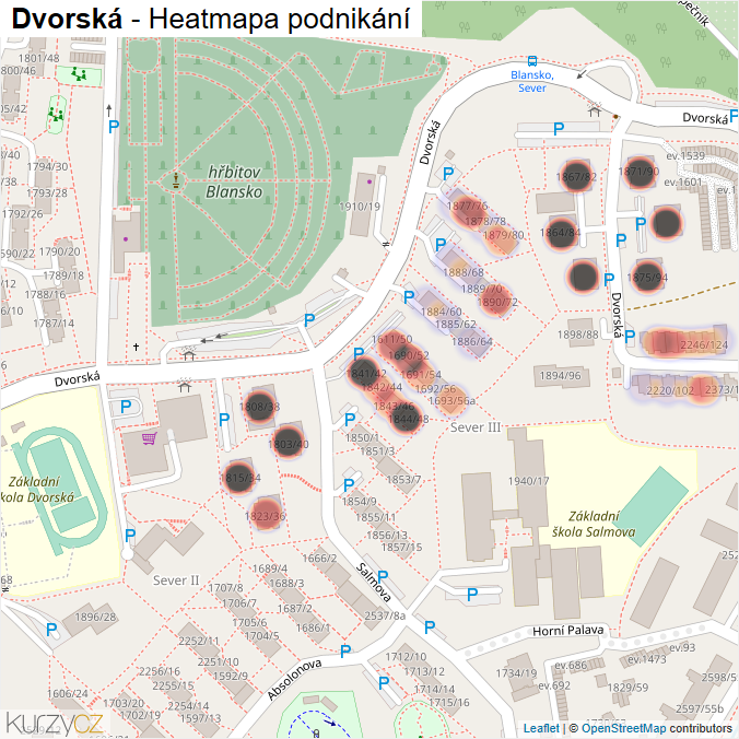 Mapa Dvorská - Firmy v ulici.