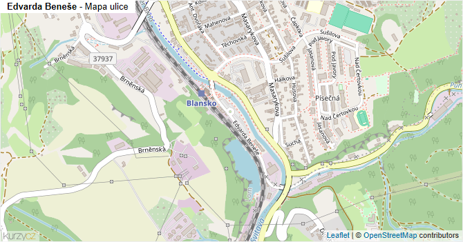 Edvarda Beneše - mapa ulice