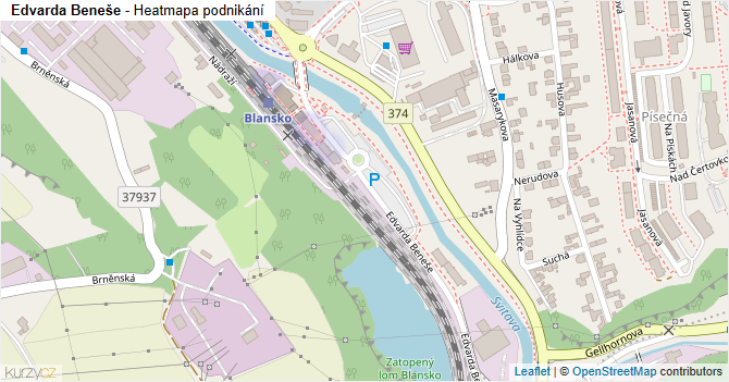 Edvarda Beneše - mapa podnikání