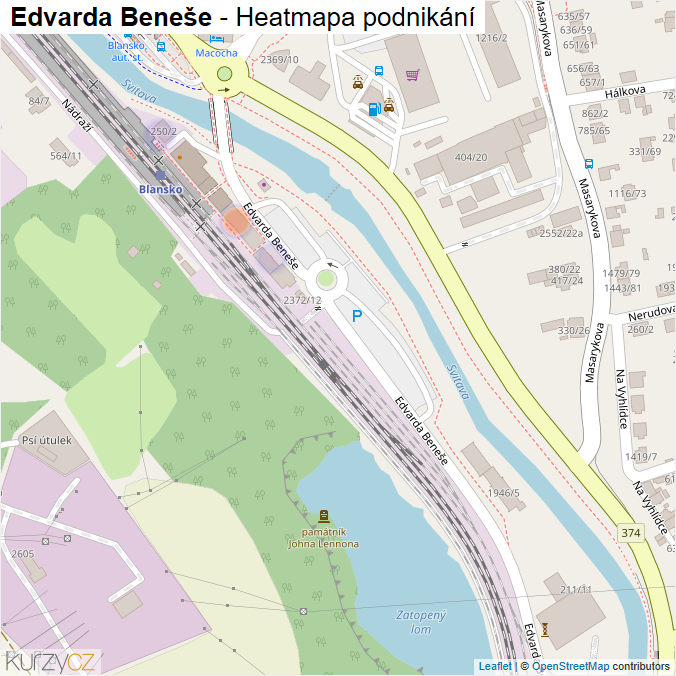 Mapa Edvarda Beneše - Firmy v ulici.