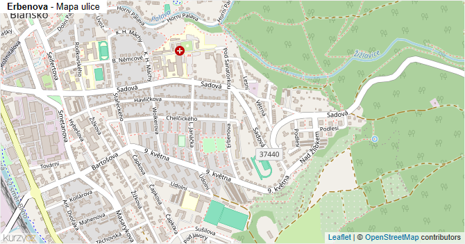 Erbenova - mapa ulice
