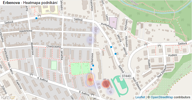 Erbenova - mapa podnikání