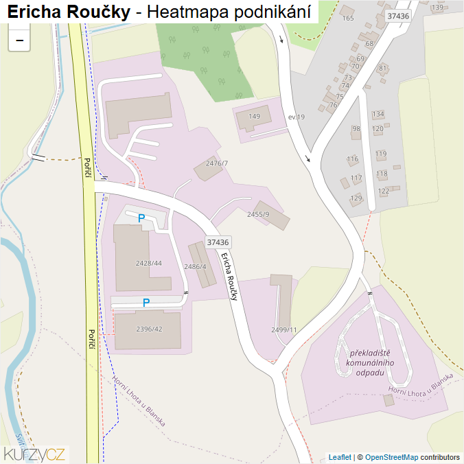 Mapa Ericha Roučky - Firmy v ulici.