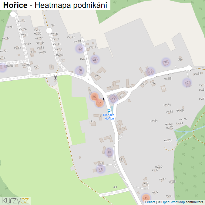 Mapa Hořice - Firmy v části obce.