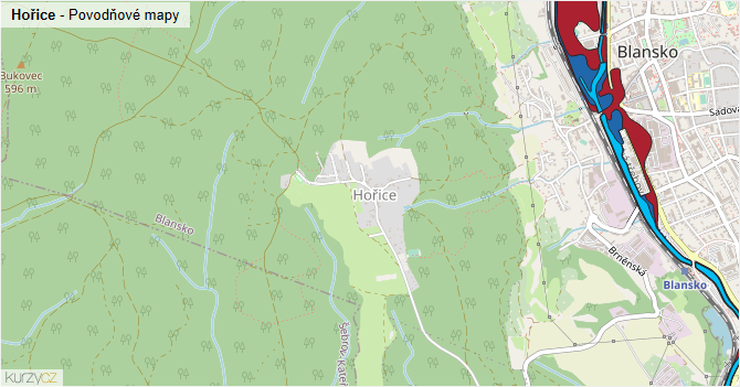 Hořice - záplavové mapy stoleté vody