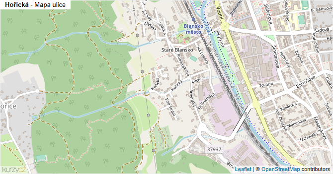 Hořická - mapa ulice