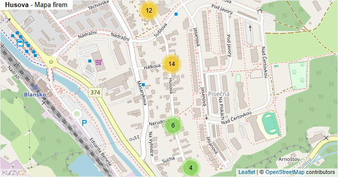 Husova - mapa firem