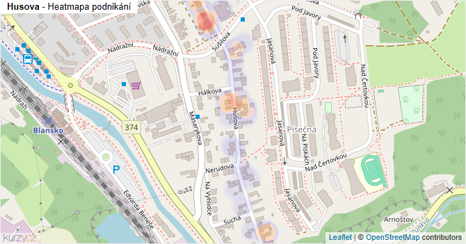 Husova - mapa podnikání