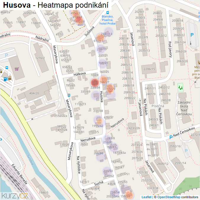 Mapa Husova - Firmy v ulici.