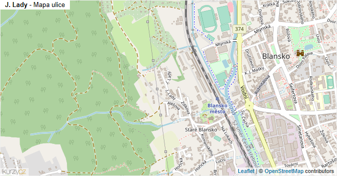 J. Lady - mapa ulice